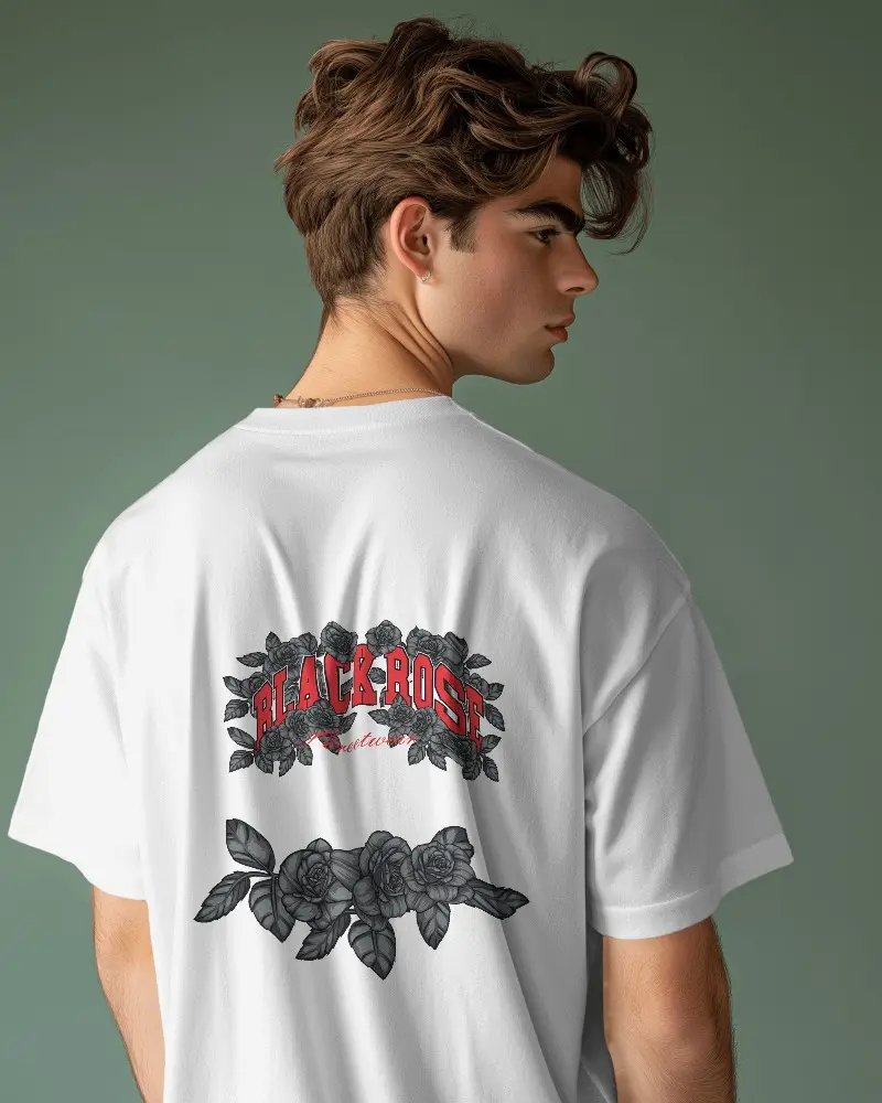 Doodly Clothing Black Rose Men's Oversize T-Shirt