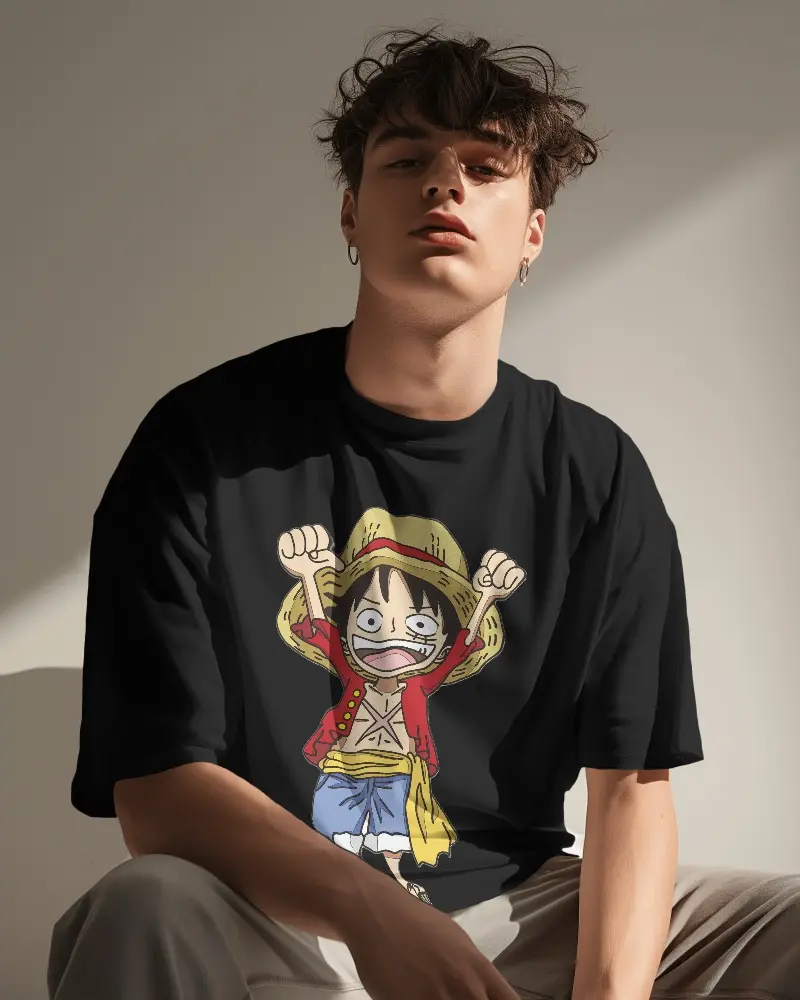 Doodly Clothing Men's Monkey D Luffy Oversized T-Shirt