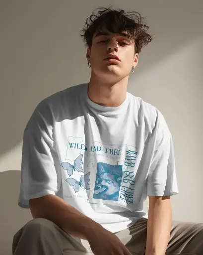 Doodly Clothing Men's Wild & Free Oversize T-Shirt